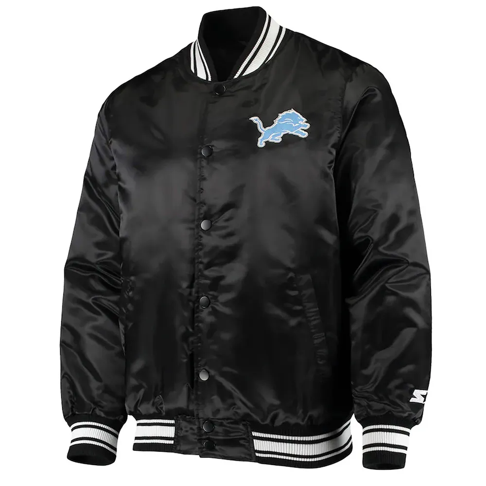 Locker Room Detroit Lions Black Satin Jacket