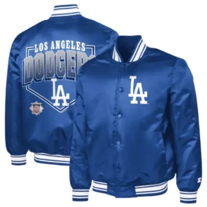 Los Angeles Dodgers Starter Home Plate Printed Satin Varsity Jacket