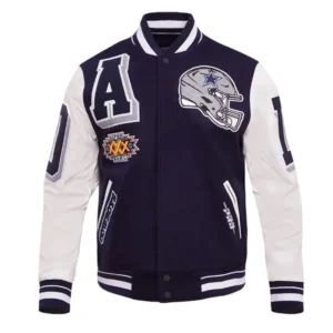 Mashup Rib Dallas Cowboys Varsity Wool/Leather Jacket