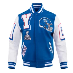 Mashup Rib Varsity NY Giants Wool/Leather Jacket