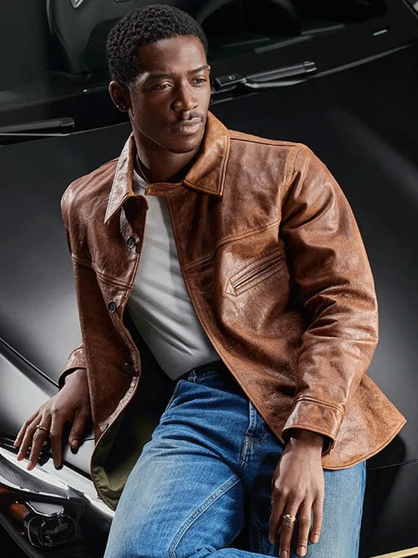 Mercedes-Benz Damson Idris Bradley Leather Car Coat