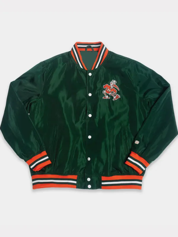 Miami Hurricanes Retro Sebastian Green Bomber Jacket