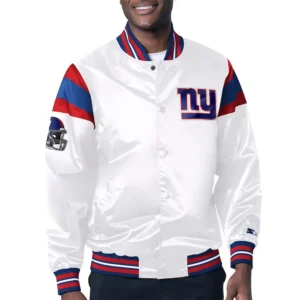 Midweight NY Giants White Satin Jacket