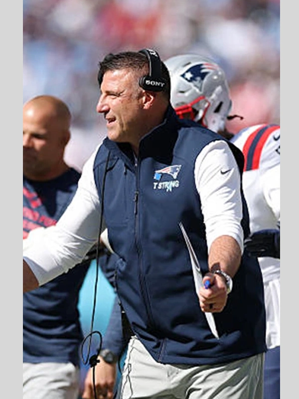 Mike Vrabel New England Patriots 2025 Blue Vest - Image 3