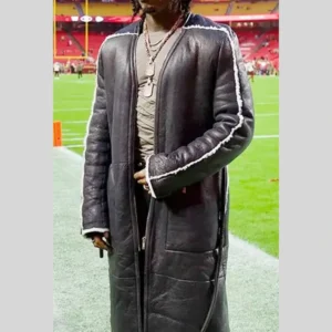 Monday Night Football Gunna Leather Long Coat