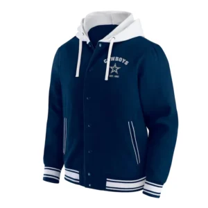 Navy Cotton Hooded Dallas Cowboy Jacket