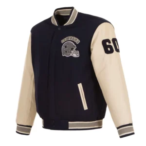 Navy and Cream Dallas Cowboys Varsity Wool/Leather Jacket