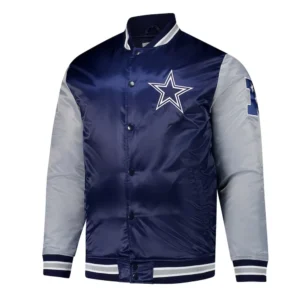 Navy and Gray Team Dallas Cowboys Satin Jacket