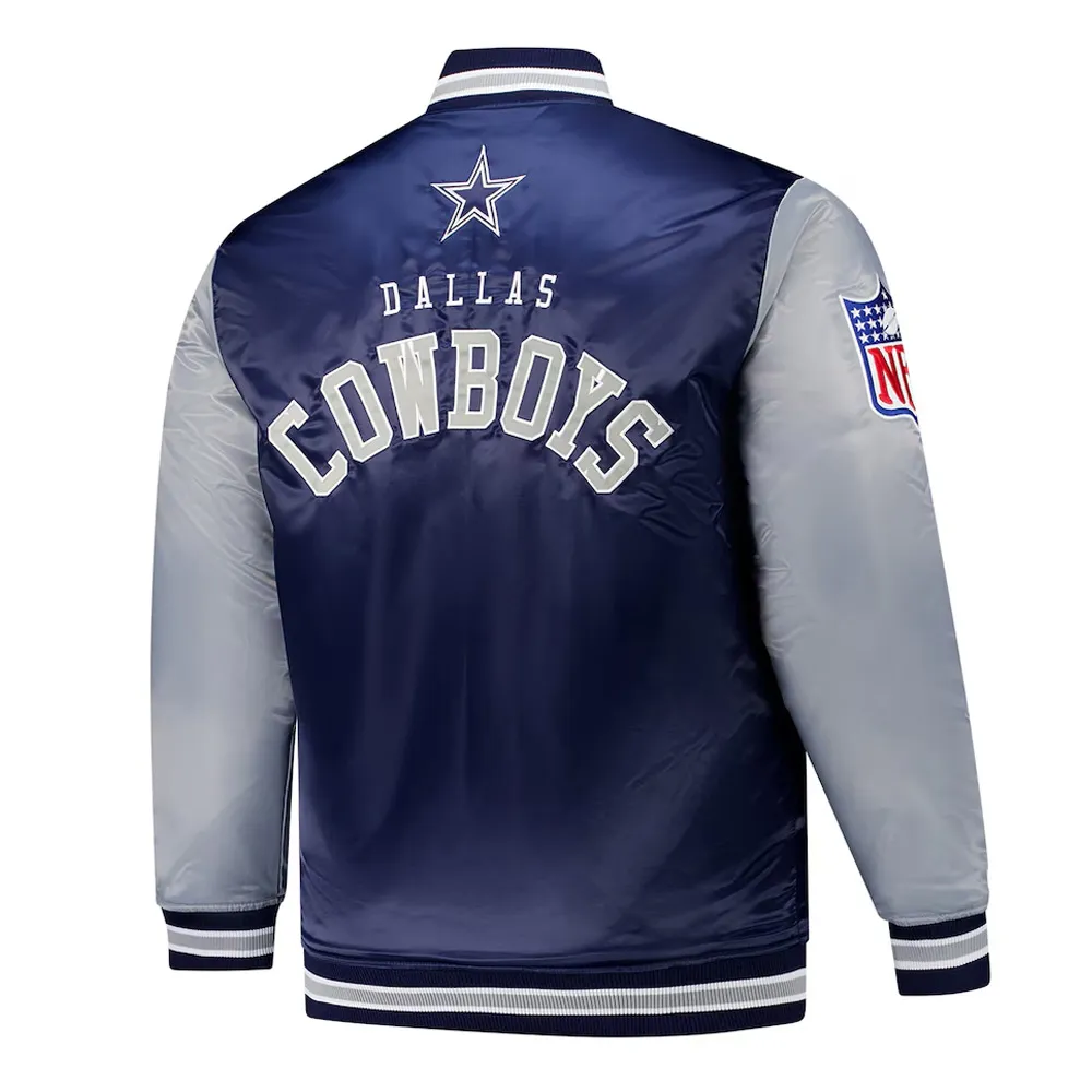 Navy and Gray Team Dallas Cowboys Satin Jacket - Image 2