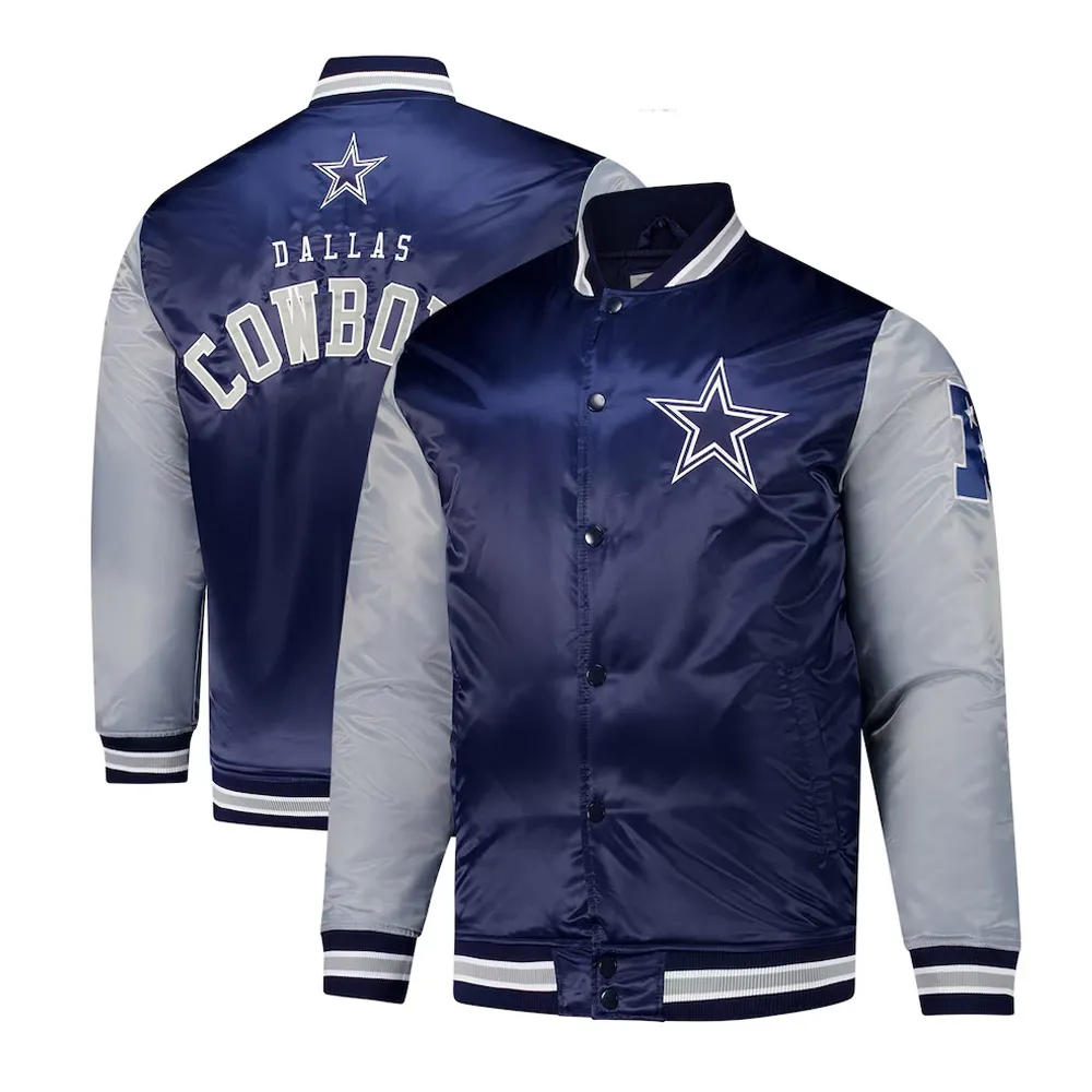 Navy and Gray Team Dallas Cowboys Satin Jacket - Image 3