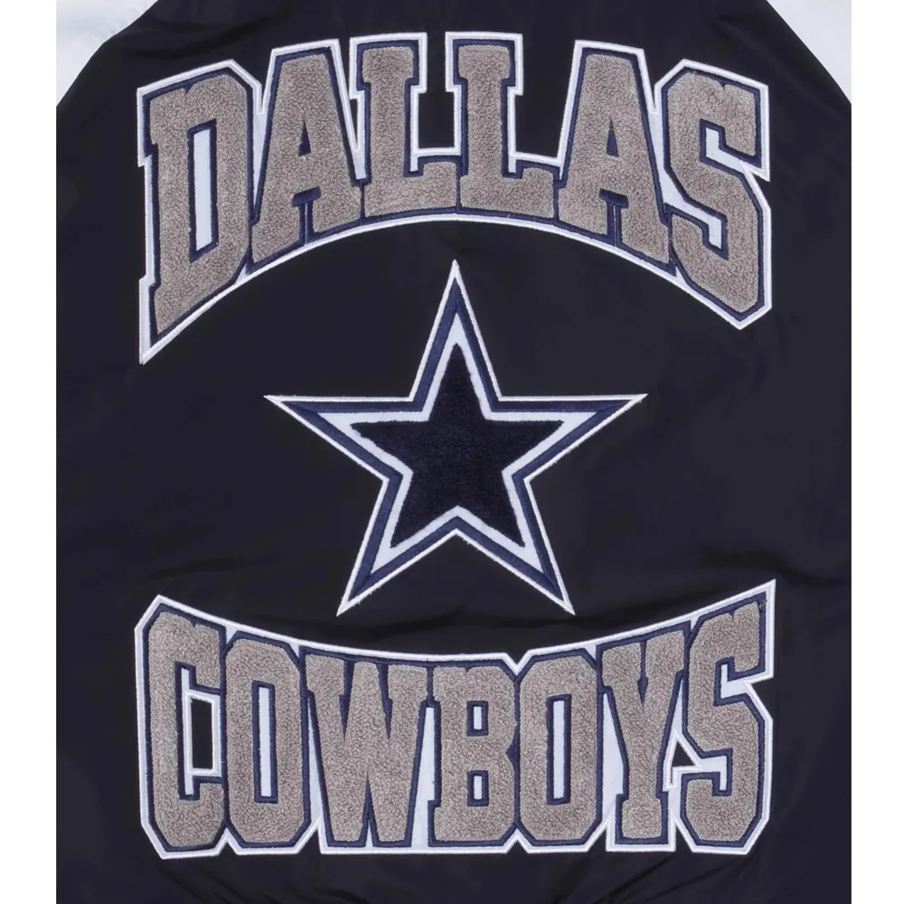 Navy and White Dallas Cowboys Throwback Jacket - Image 3