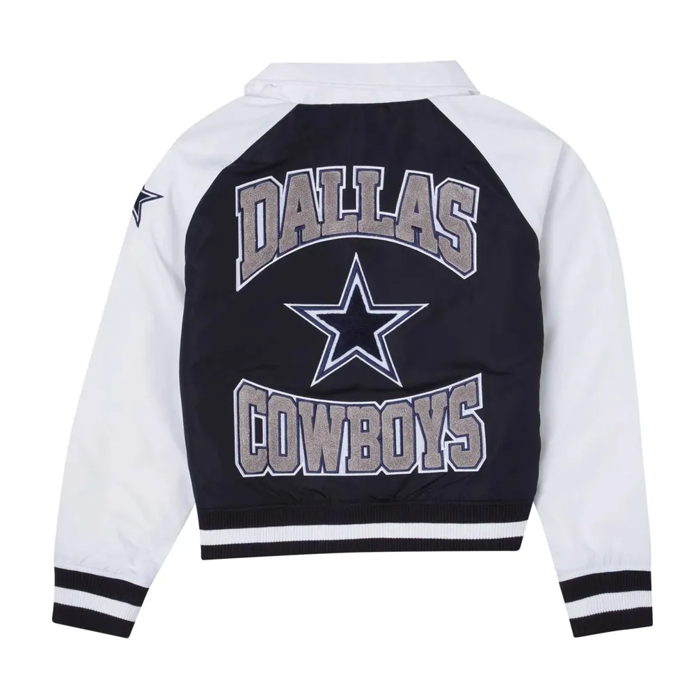 Navy and White Dallas Cowboys Throwback Jacket - Image 2