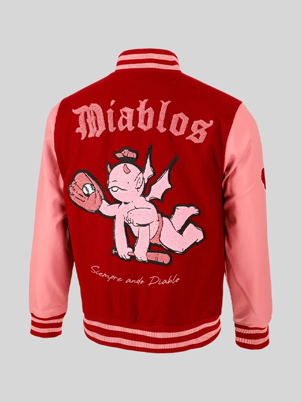 New Era Rodrigo Roji x Diablos Red Varsity Jacket - Image 3