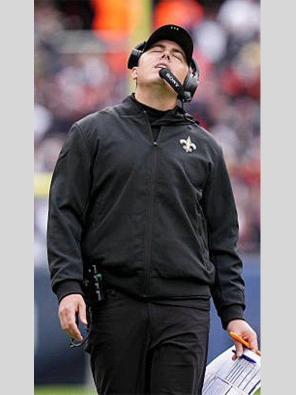 New Orleans Saints Coach Kellen Moore Black Satin Jacket
