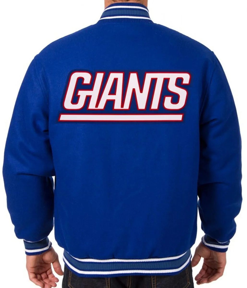 New York Giants Varsity Wool Royal Blue Jacket - Image 2