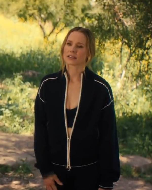 Nobody Wants This Kristen Bell Black & White Trim Zip Jacket