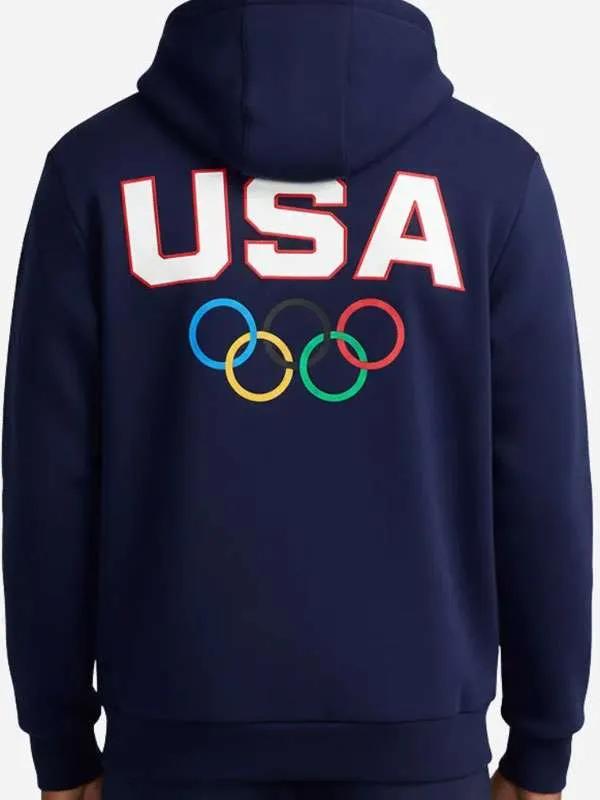 Winter Olympics 2026 Team USA Blue Hooded Jacket - Image 2