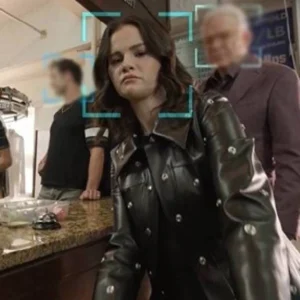 OMITB S05 Selena Gomez Leather Grommet Coat