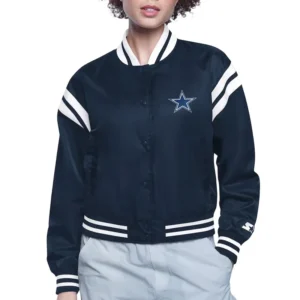 Printed Logo Dallas Cowboys Varsity Satin Jacket