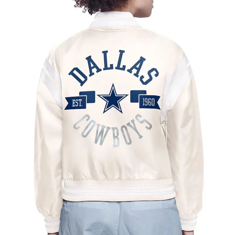 Printed Logo Dallas Cowboys Varsity Satin Jacket - Image 4