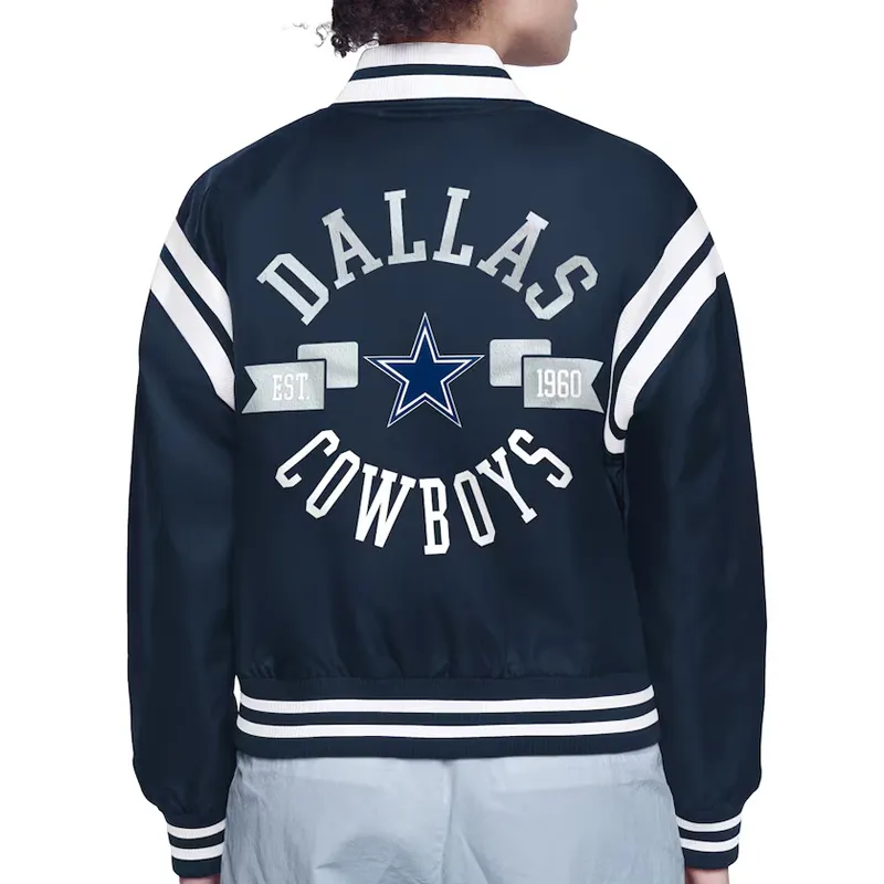 Printed Logo Dallas Cowboys Varsity Satin Jacket - Image 2