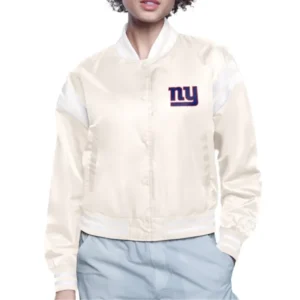 Printed Logo NY Giants White Varsity Satin Jacket