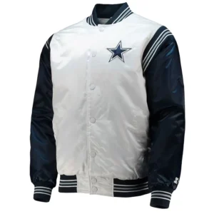 Renegade Throwback Dallas Cowboys White Navy Satin Jacket