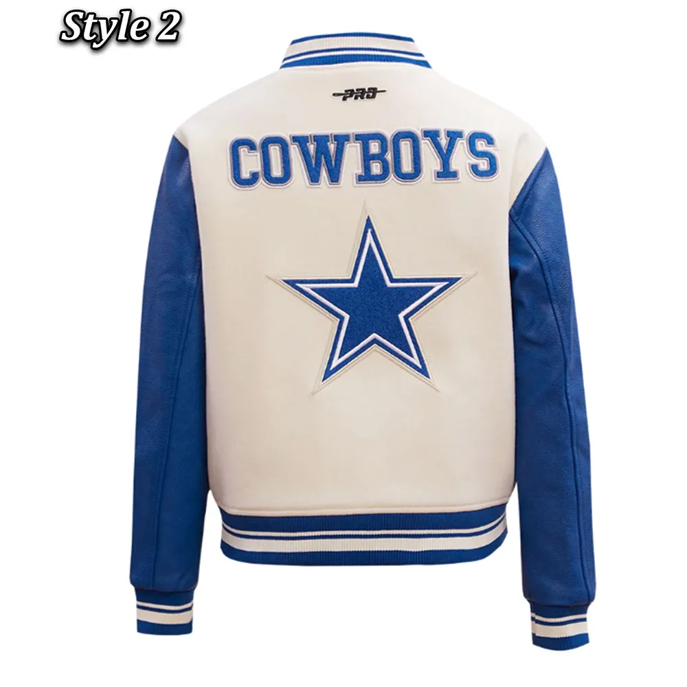 Retro Classic Dallas Cowboys Varsity Cream Jacket - Image 4