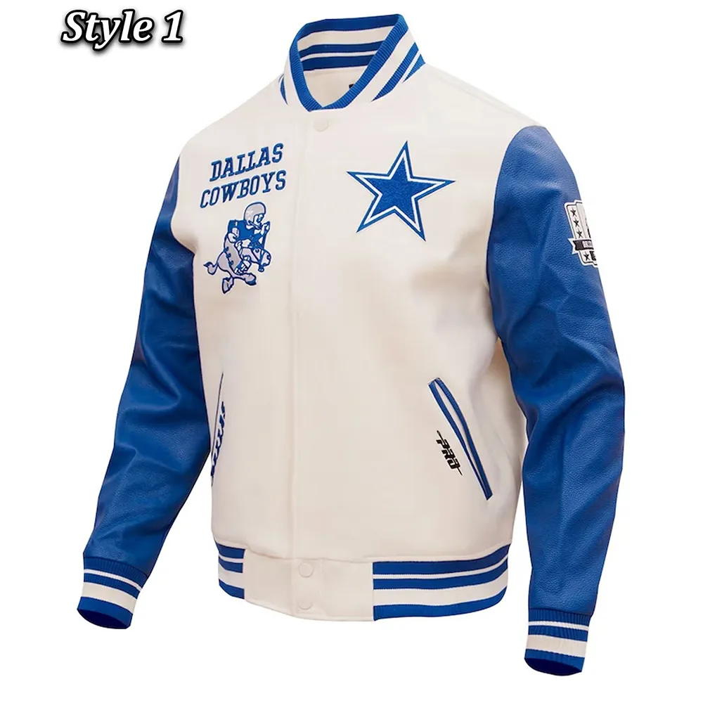 Retro Classic Dallas Cowboys Varsity Cream Jacket