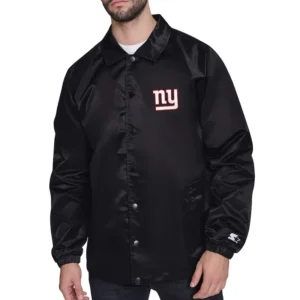 Retro Logo NY Giants Coaches Black Jacket