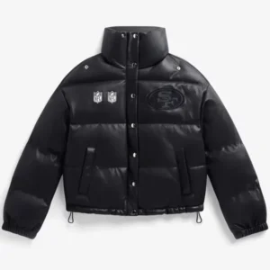 San Francisco 49ers Faux Leather Puffer Jacket