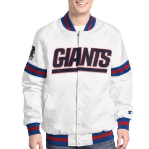 Scout Varsity New York Giants White Satin Jacket