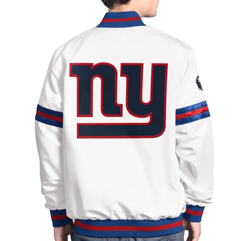 Scout Varsity New York Giants White Satin Jacket