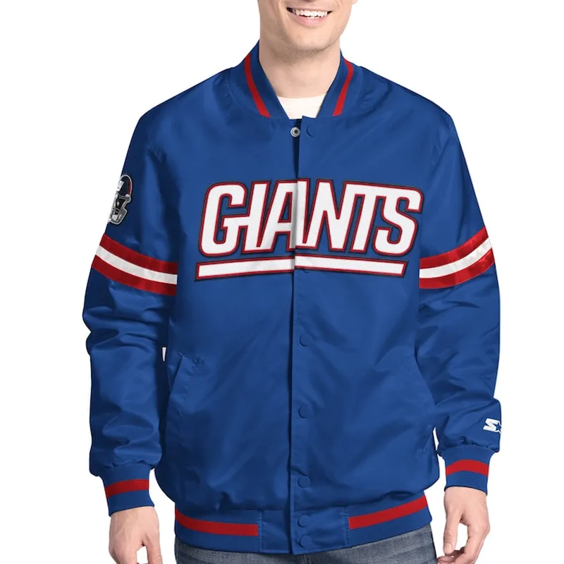 Scout Varsity New York Giants Blue Satin Jacket