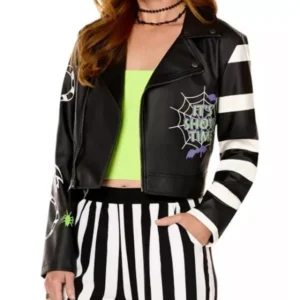 It’s Showtime Beetlejuice Leather Black Jacket
