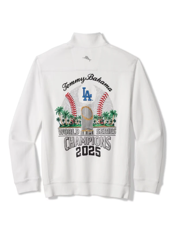 LA Dodgers Tommy Bahama 2025 World Series Champions Half-Zip Jacket - Image 2