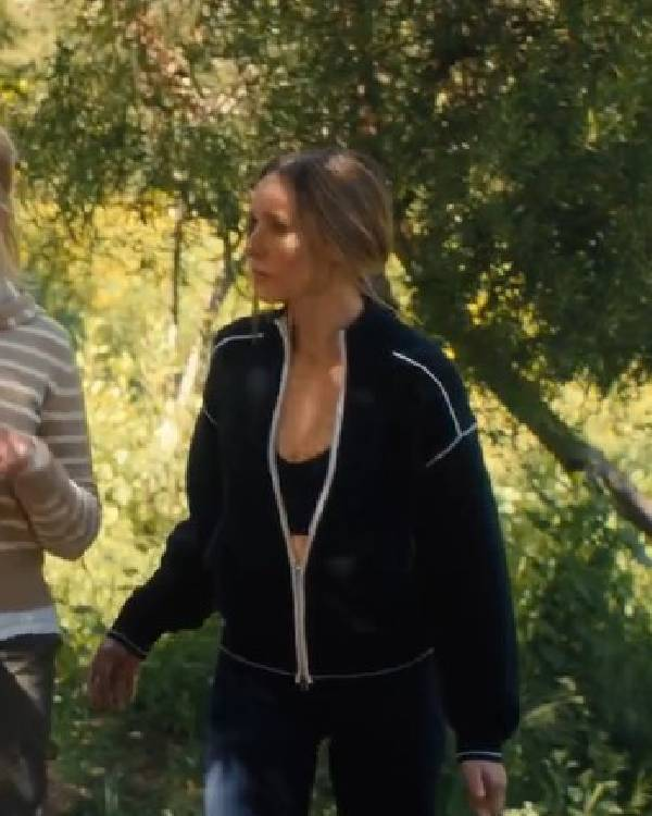 Nobody Wants This Kristen Bell Black & White Trim Zip Jacket