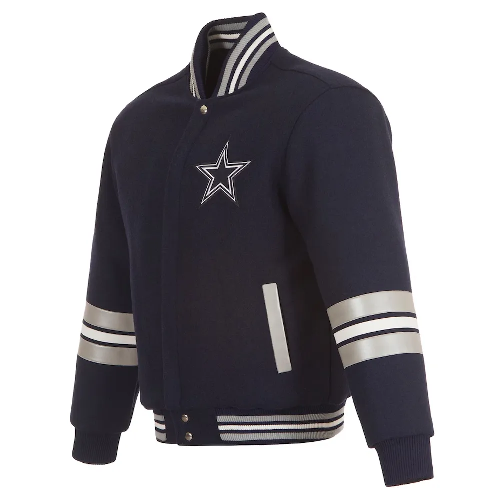Striped Navy Dallas Cowboys Varsity Wool Jacket
