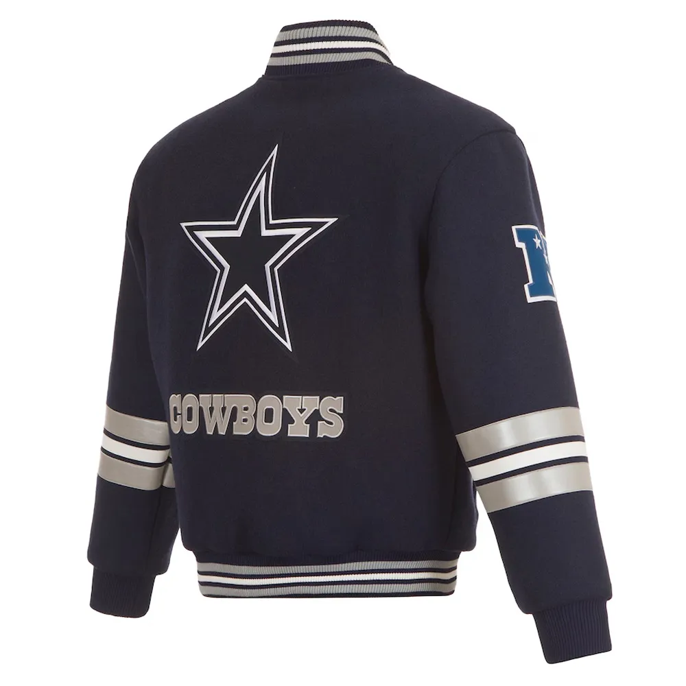 Striped Navy Dallas Cowboys Varsity Wool Jacket - Image 2