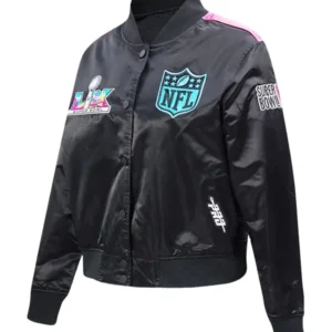 Super Bowl 60 Black Satin Jacket