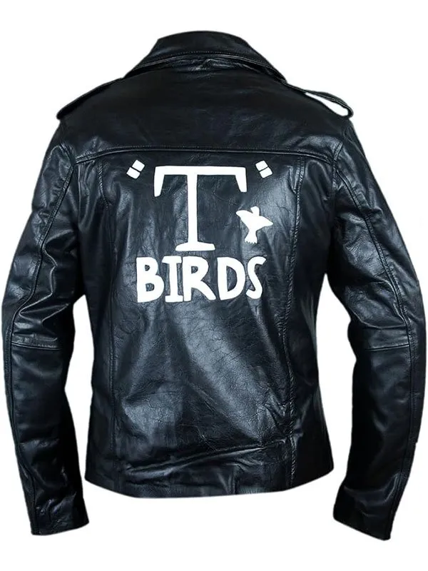 Grease John Travolta T-Birds Black Leather Jacket