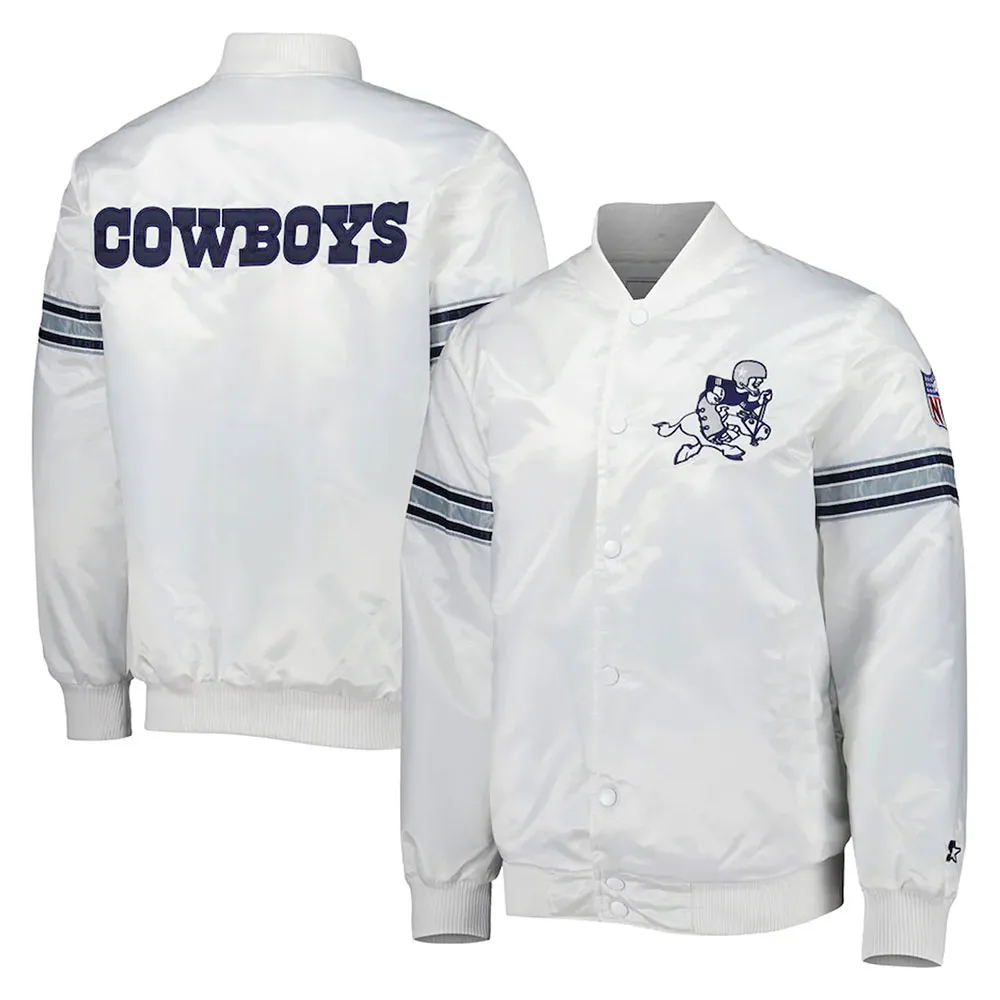 The Power Forward Dallas Cowboys White Satin Jacket - Image 3