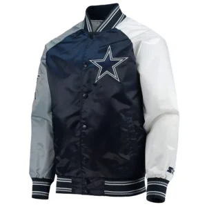 The Reliever Dallas Cowboys Navy/White Varsity Satin Jacket