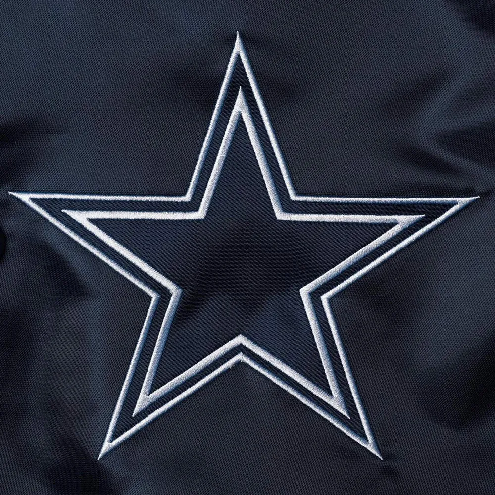 The Reliever Dallas Cowboys Navy/White Varsity Satin Jacket
