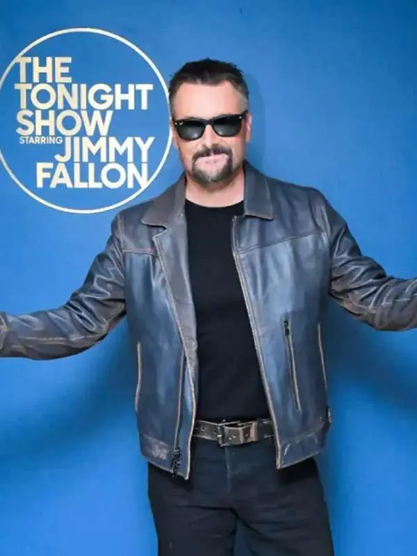The Tonight Show S12 Eric Church Blue Leather Jacket - Image 2