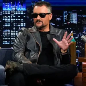 The Tonight Show S12 Eric Church Blue Leather Jacket