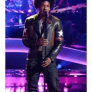 The Voice S28 Kenny Iko Star Sleeves Leather Jacket