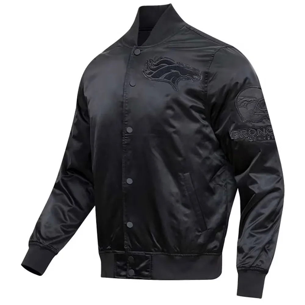 Triple Black Denver Broncos Satin Jacket
