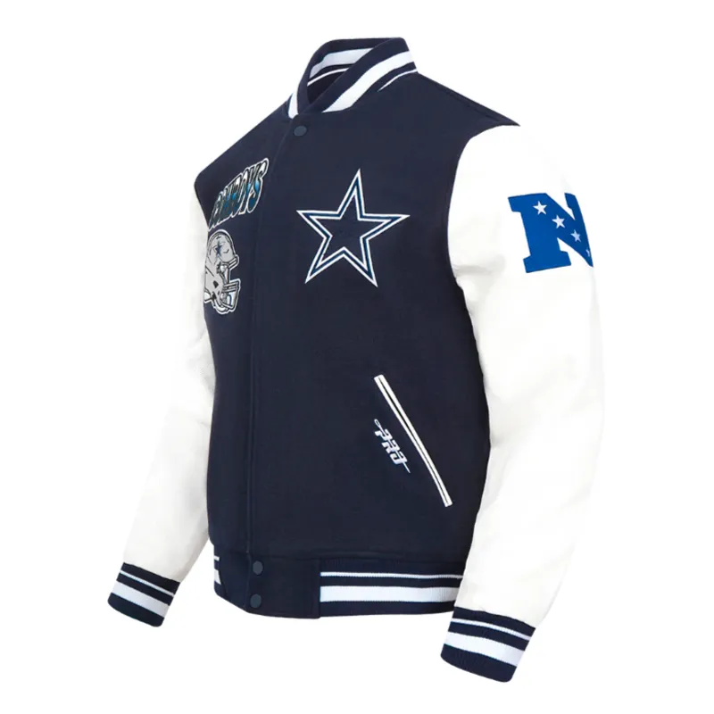 Retro Logo Dallas Cowboys Coaches Navy Blue Jacket - Image 3