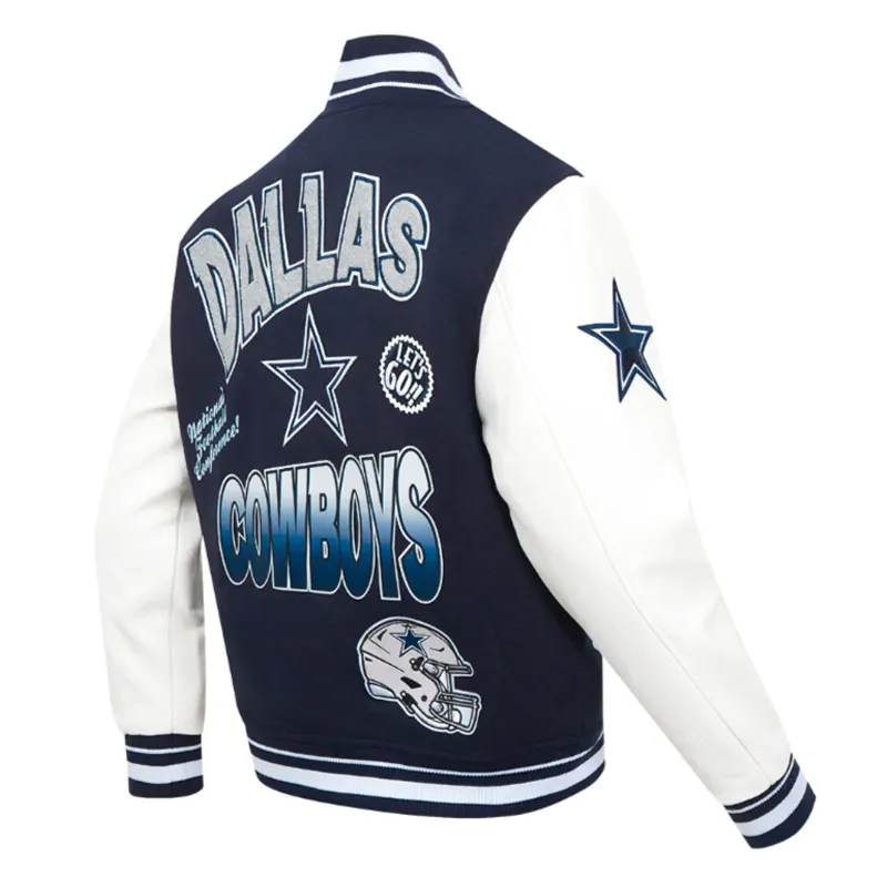 Retro Logo Dallas Cowboys Coaches Navy Blue Jacket - Image 4